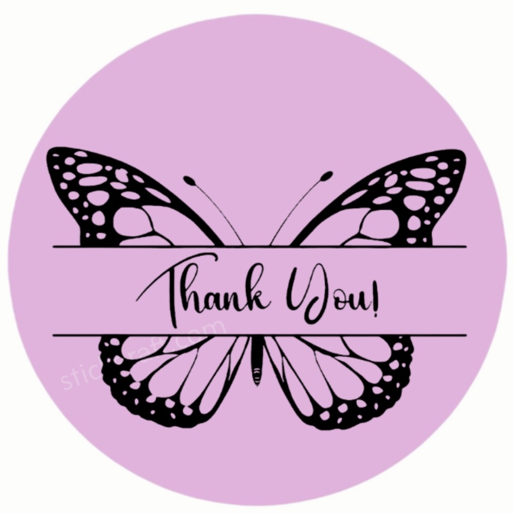 thank you sticker pink for business 2 inch round sticker - Picture 12 of 15
